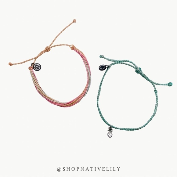 Pura Vida Set of 2 Bracelets Pineapple Bitty Braid & Multicolor With Bag - Picture 4 of 6